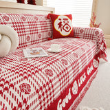 Chenille Houndstooth Sofa Throw Cover, Scratch Proof Cozy Throw Blankets for Couch