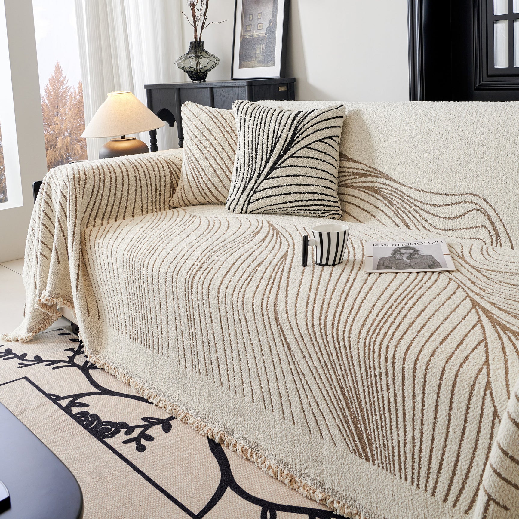 Cozy Striped Sofa Throw Blanket L Shaped Sectional Couch Covers Luxury Throws for Sofas