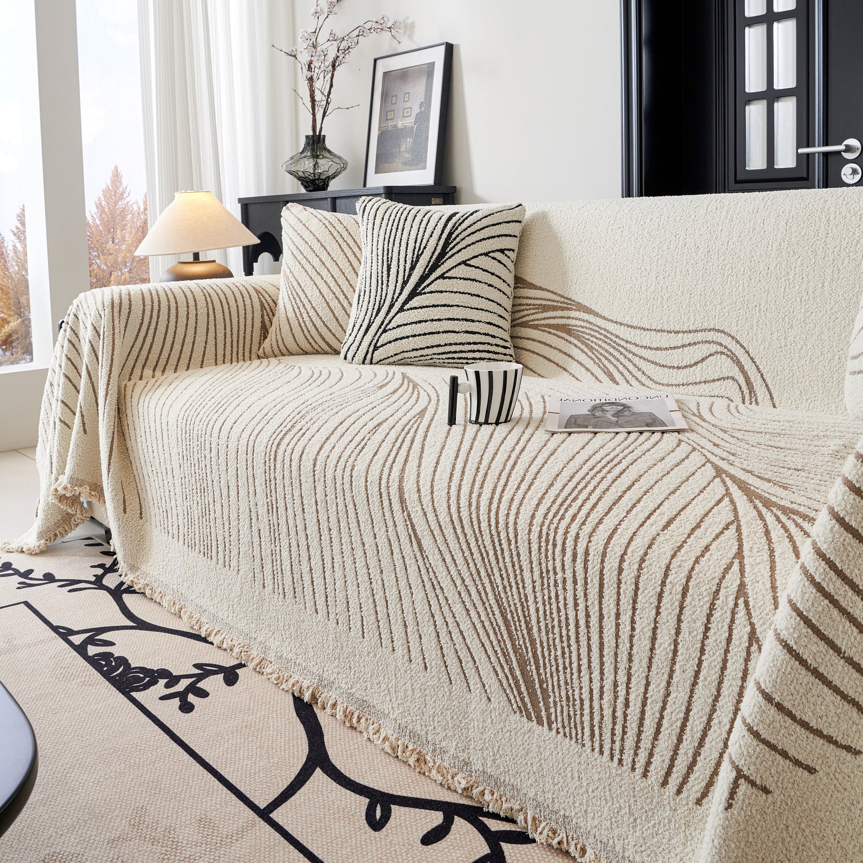 Cozy Striped Sofa Throw Blanket L Shaped Sectional Couch Covers Luxury Throws for Sofas