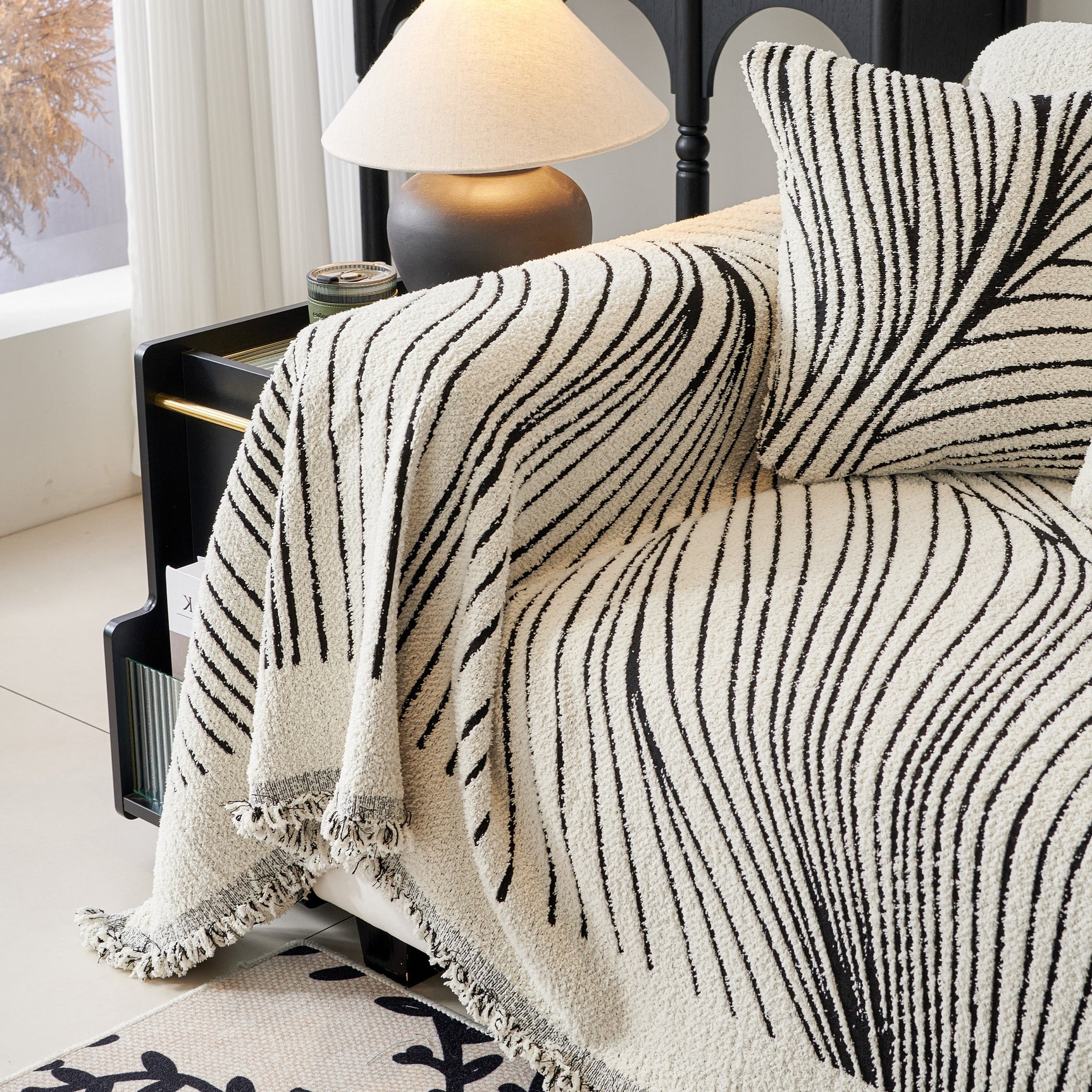 Cozy Striped Sofa Throw Blanket L Shaped Sectional Couch Covers Luxury Throws for Sofas