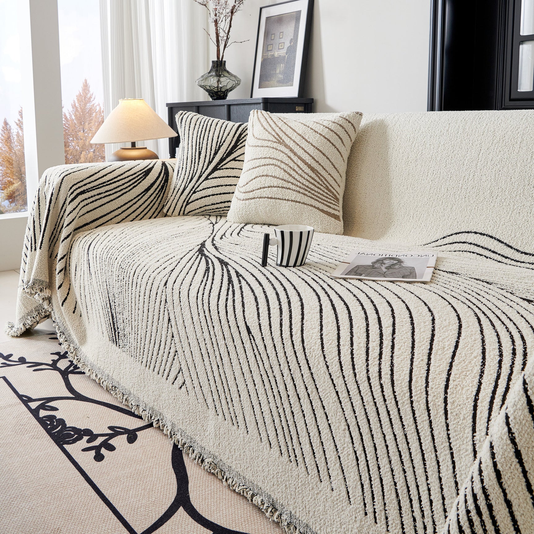 Cozy Striped Sofa Throw Blanket L Shaped Sectional Couch Covers Luxury Throws for Sofas