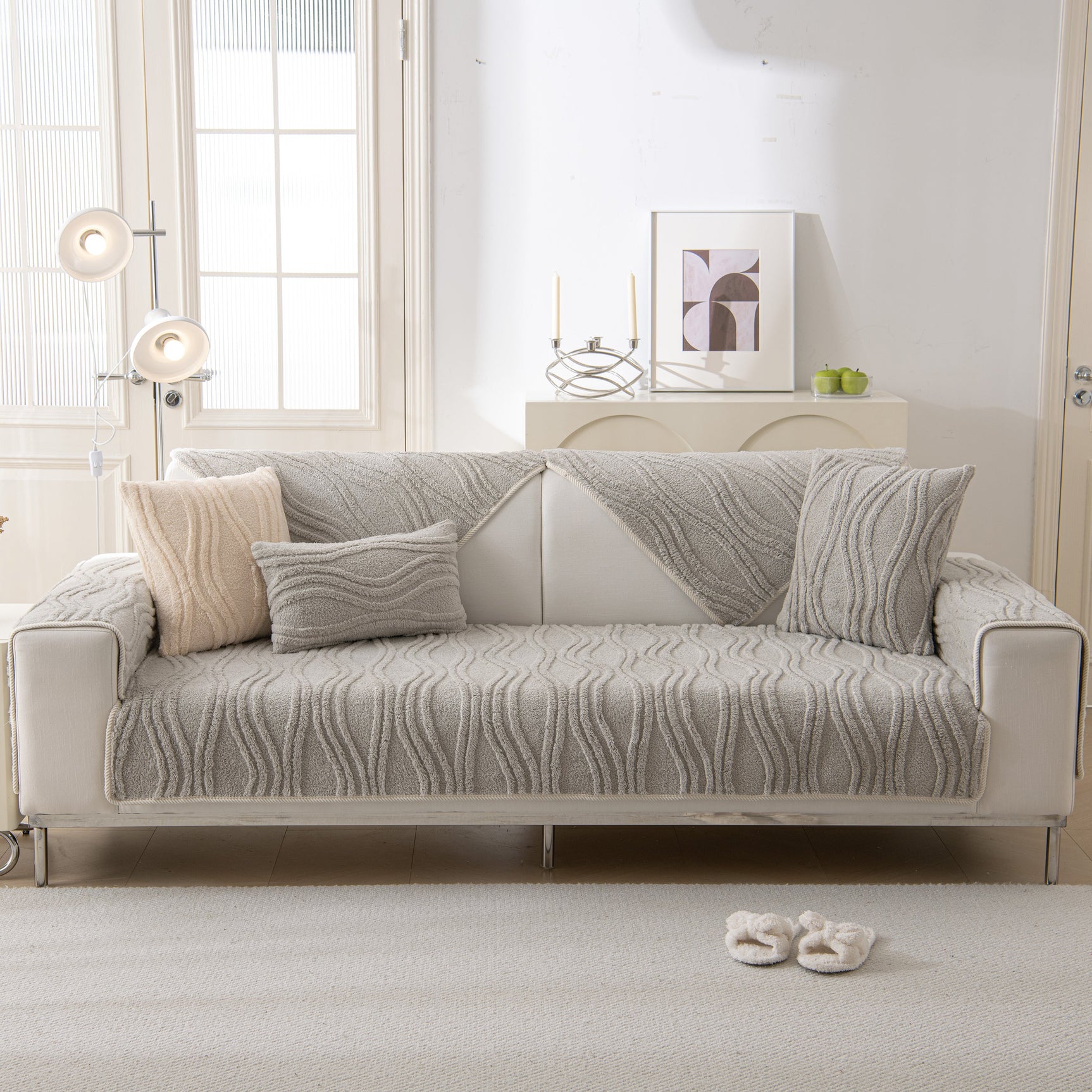 Winter Thickened Non-slip Blanket, Three-Dimensional Embossed Cotton Velvet Sofa Cover