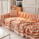 Chenille Geometric Sofa Throw Blanket, Boho Washable Furniture Throw Covers for Sofa