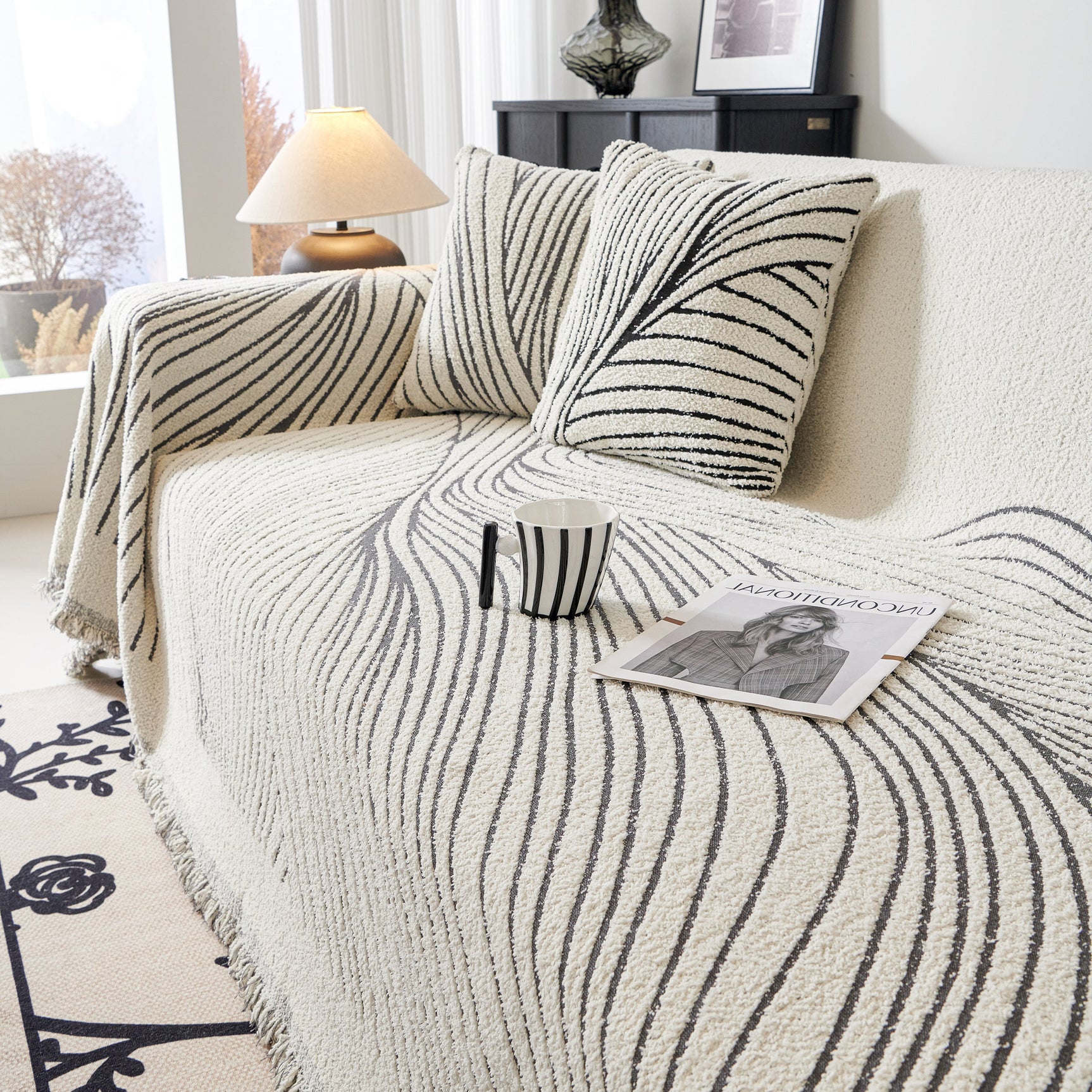 Cozy Striped Sofa Throw Blanket L Shaped Sectional Couch Covers Luxury Throws for Sofas