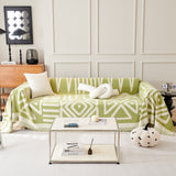 Chenille Geometric Sofa Throw Blanket, Boho Washable Furniture Throw Covers for Sofa