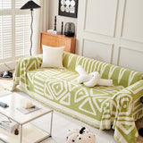 Chenille Geometric Sofa Throw Blanket, Boho Washable Furniture Throw Covers for Sofa