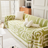 Chenille Geometric Sofa Throw Blanket, Boho Washable Furniture Throw Covers for Sofa