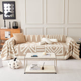 Chenille Geometric Sofa Throw Blanket, Boho Washable Furniture Throw Covers for Sofa