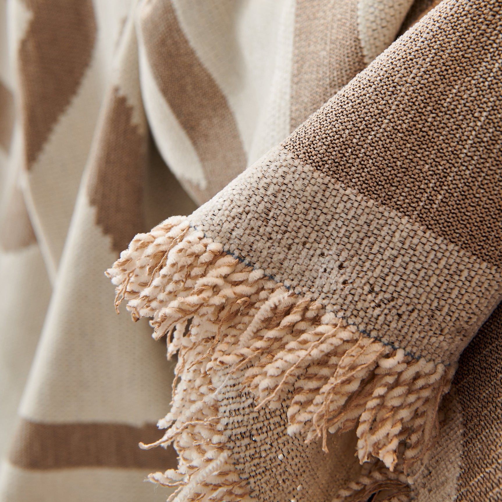 Chenille Geometric Sofa Throw Blanket, Boho Washable Furniture Throw Covers for Sofa