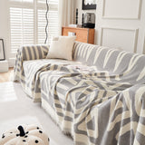 Chenille Geometric Sofa Throw Blanket, Boho Washable Furniture Throw Covers for Sofa
