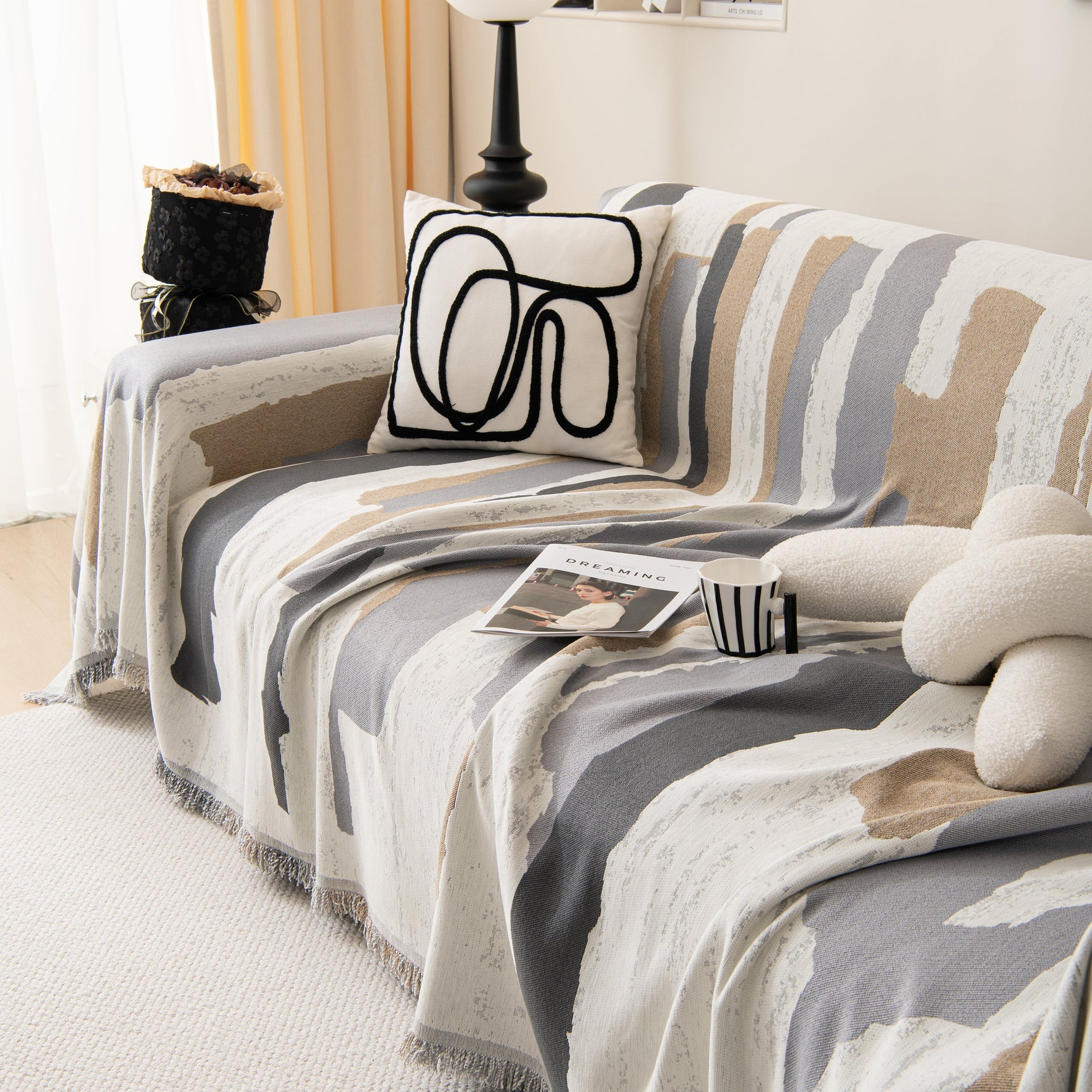 Colorful Chenille Sofa Throw Cover, Fashionable Soft Washable Couch Protector, Sectional Sofa Covers