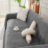 Solid Color Chenille Sofa Throw Blanket, Cozy & Easy Care Fringed Furniture Protector
