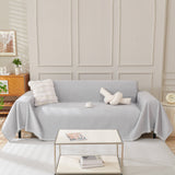 Solid Color Chenille Sofa Throw Blanket, Cozy & Easy Care Fringed Furniture Protector