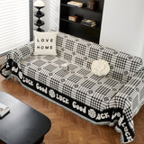 Chenille Houndstooth Sofa Throw Cover, Scratch Proof Cozy Throw Blankets for Couch