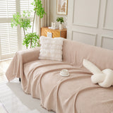 Solid Color Chenille Sofa Throw Blanket, Modern Decor Soft Couch Cover with Fringes