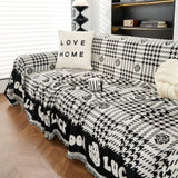 Chenille Houndstooth Sofa Throw Cover, Scratch Proof Cozy Throw Blankets for Couch