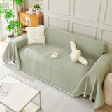 Solid Color Chenille Sofa Throw Blanket, Modern Decor Soft Couch Cover with Fringes