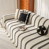 Boho Couch Throw Blanket with Textured Stripes, Sofa Cover for Living Room Decor