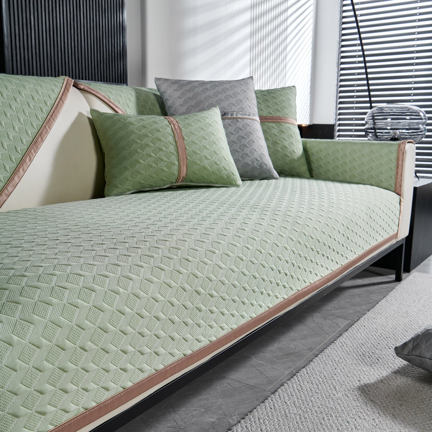 Geometric 3D Sofa Cover, Non-Slip Couch Protector for Seat, Backrest & Armrest
