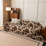 Modern Chenille Bold Abstract Pattern Sofa Cover, Artistic Decorative Furniture Cover