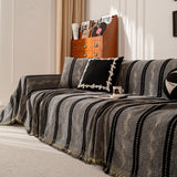 Boho Couch Throw Blanket with Textured Stripes, Sofa Cover for Living Room Decor