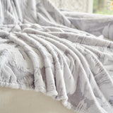 Plush Faux Fur Warm Sofa Cover with Waves Jacquard Textured Throw Blankets for Couch