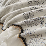 Farmhouse Ruffled Lace Sofa Slipcover Vintage Furniture Protector with Botanical Print