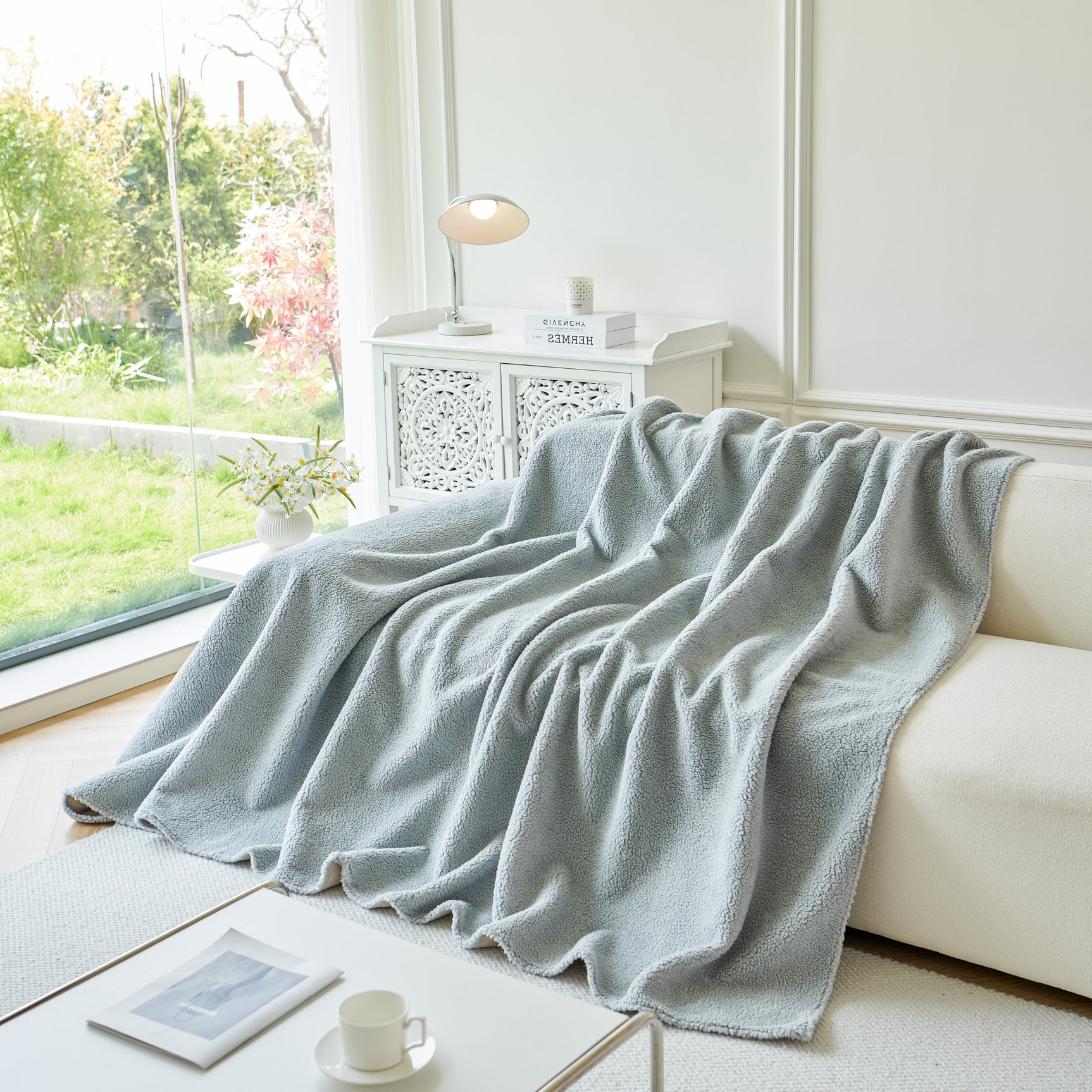 Thick Sherpa Fleece Sofa Protector Cover Stylish Durable Slipcovers for Couches and Chairs