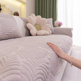 Sofa Cover for Leather & Fabric Couches, 3D Leaf Embossed Quilted Furniture Covers