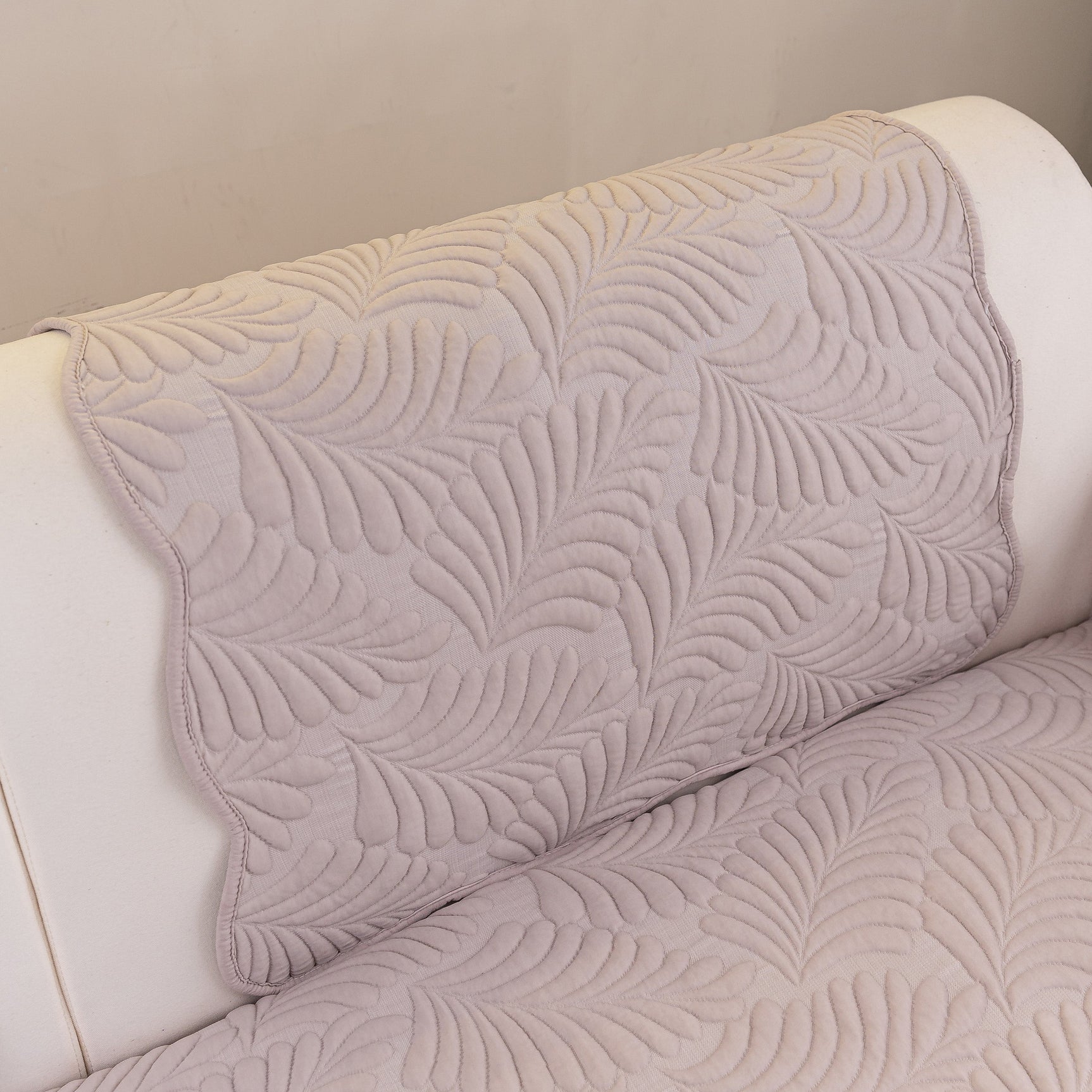 Sofa Cover for Leather & Fabric Couches, 3D Leaf Embossed Quilted Furniture Covers