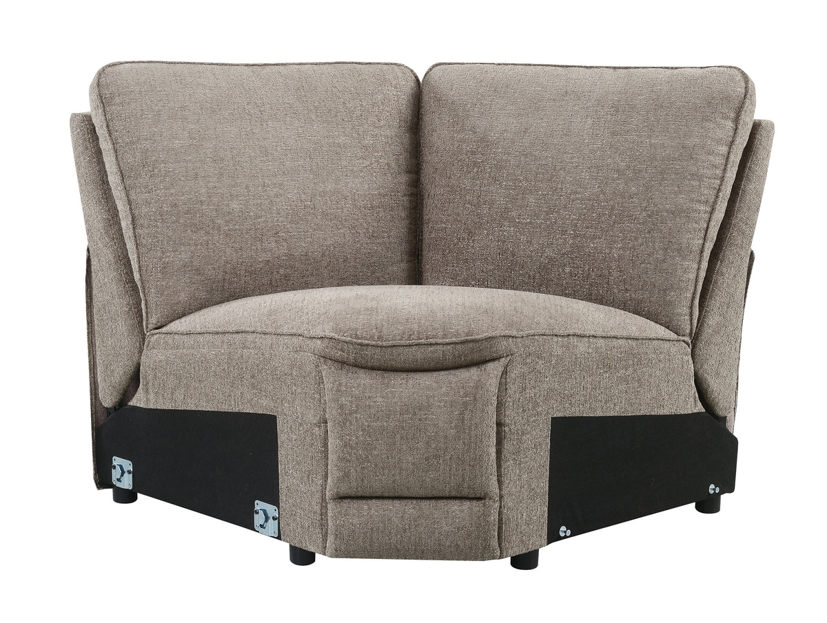 Park City Cream Fabric 6-Pc Dual Power Reclining Sectional with RAF Chaise