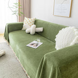 Boho Herringbone Sofa Throw Blanket with Pom Pom Tassels Stylish Furniture Slipcover