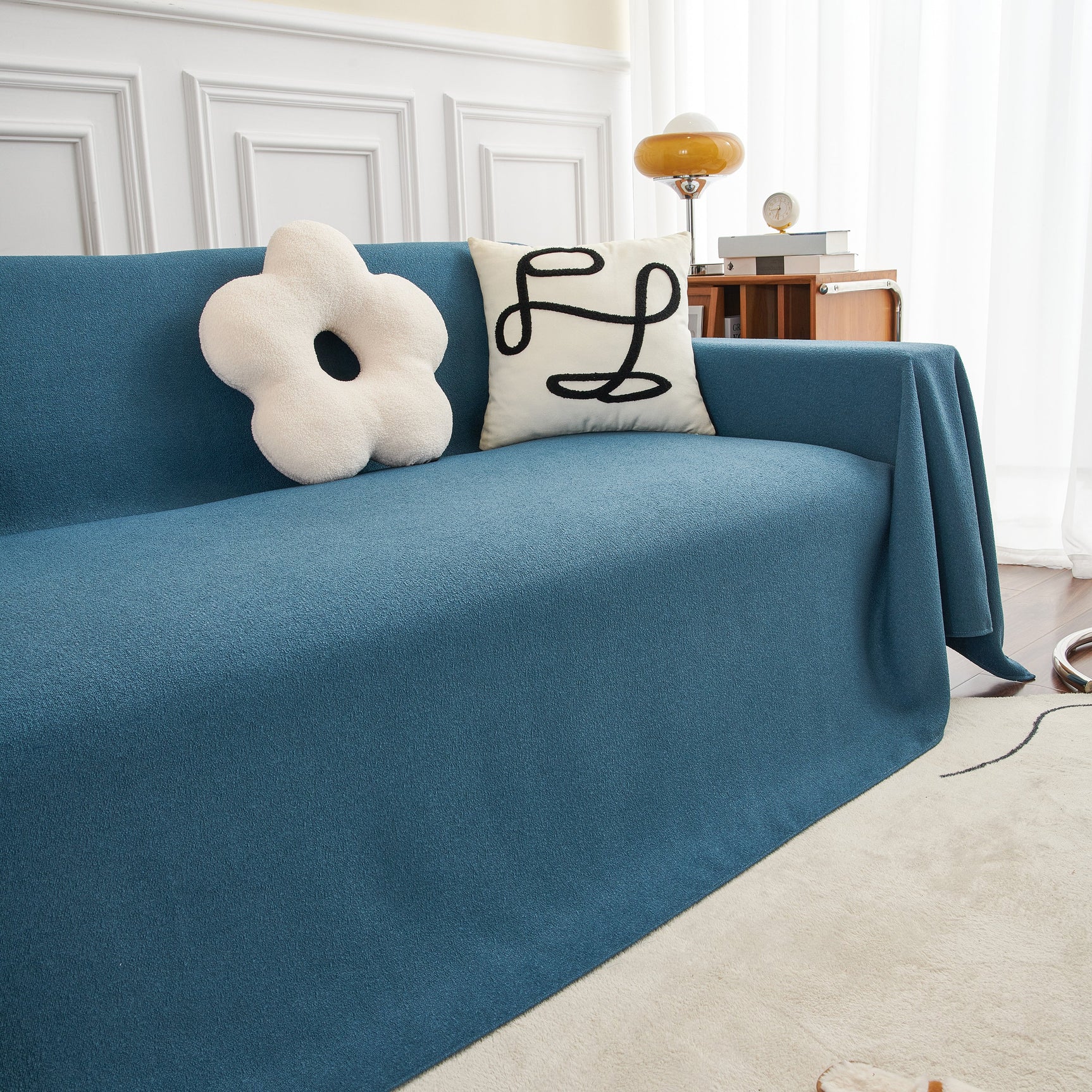 Teddy Throw Blanket and Stylish Slipcover for Couch, Waterproof Sofa Cover for Pets