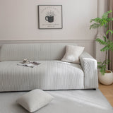 Plush Fleece Sofa Slipcover with 3D Wheat Pattern, Cozy High-Stretch Couch Cover