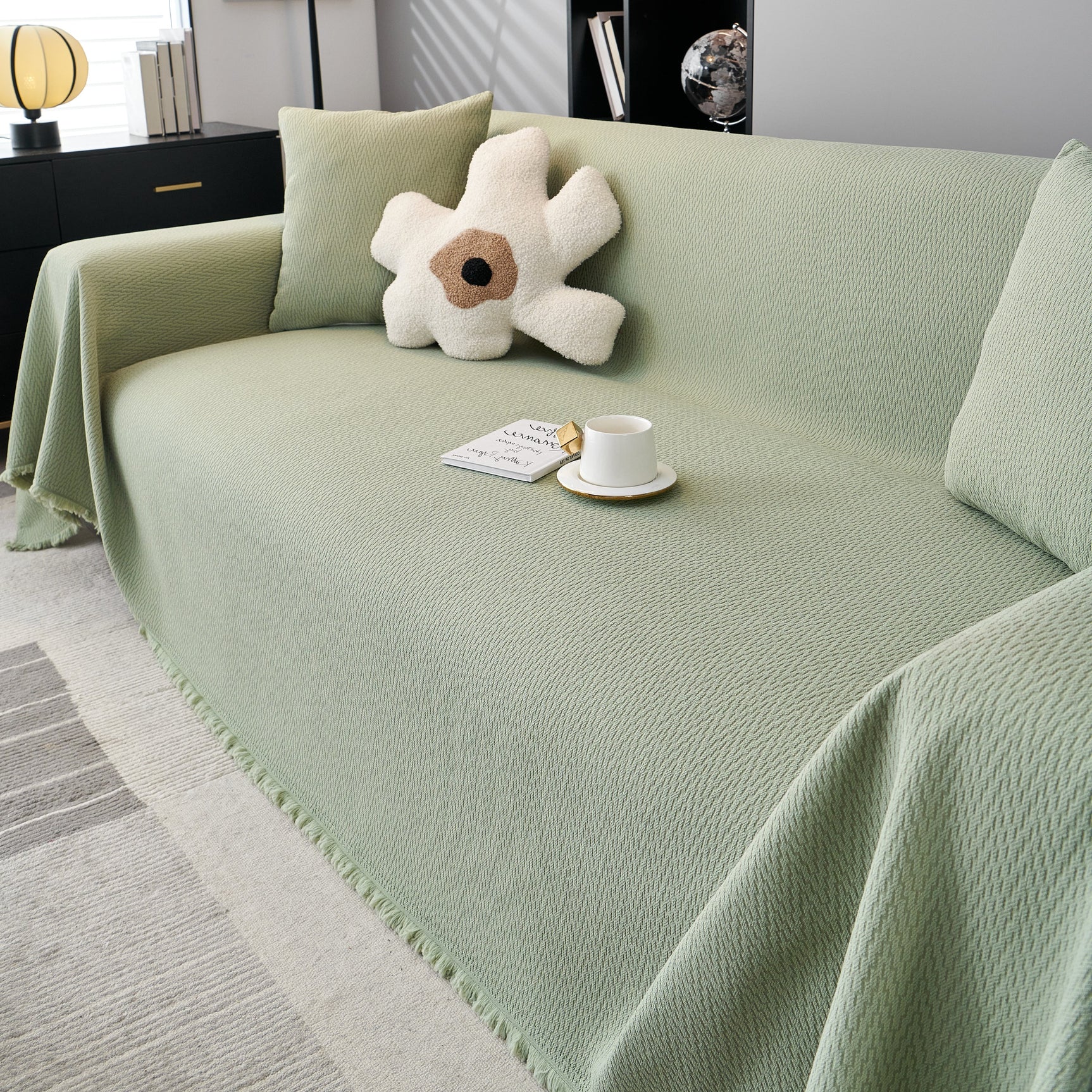 Waterproof Scratch Proof Herringbone Large Throw Blanket for Couch, Chenille Couch Cushion Covers for Pets