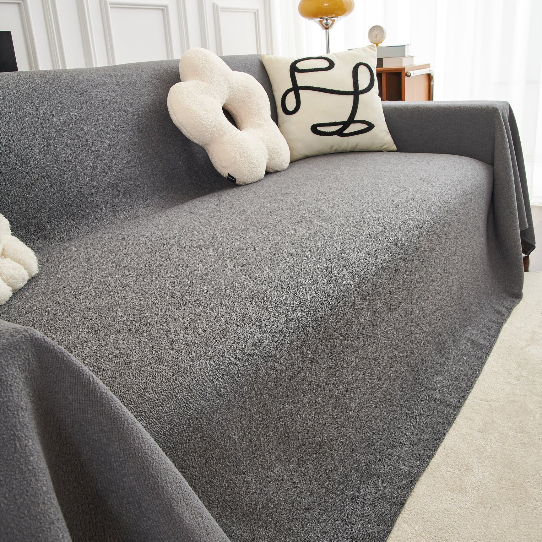 Teddy Throw Blanket and Stylish Slipcover for Couch, Waterproof Sofa Cover for Pets