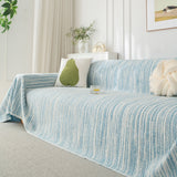 Summer Cooling Ice Silk Sofa Cover, Textured Stripe Soft Breathable Couch Throw Cover