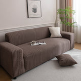 Plush Fleece Sofa Slipcover with 3D Wheat Pattern, Cozy High-Stretch Couch Cover