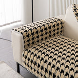 Winter Thickened Sherpa Fleece Houndstooth Sofa Cushion, Non-slip Sofa Cover with Plush