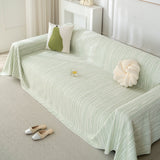 Summer Cooling Ice Silk Sofa Cover, Textured Stripe Soft Breathable Couch Throw Cover
