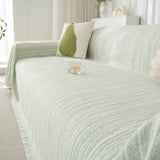 Summer Cooling Ice Silk Sofa Cover, Textured Stripe Soft Breathable Couch Throw Cover