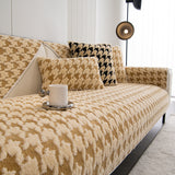 Winter Thickened Sherpa Fleece Houndstooth Sofa Cushion, Non-slip Sofa Cover with Plush