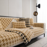 Winter Thickened Sherpa Fleece Houndstooth Sofa Cushion, Non-slip Sofa Cover with Plush