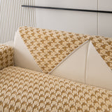 Winter Thickened Sherpa Fleece Houndstooth Sofa Cushion, Non-slip Sofa Cover with Plush