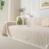 Summer Cooling Ice Silk Sofa Cover, Textured Stripe Soft Breathable Couch Throw Cover