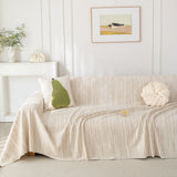 Summer Cooling Ice Silk Sofa Cover, Textured Stripe Soft Breathable Couch Throw Cover