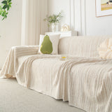 Summer Cooling Ice Silk Sofa Cover, Textured Stripe Soft Breathable Couch Throw Cover