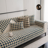 Winter Thickened Sherpa Fleece Houndstooth Sofa Cushion, Non-slip Sofa Cover with Plush