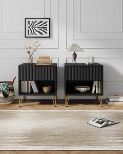 DUMBO 1.0 Nightstand in Black (set of 2) - Ornate Home