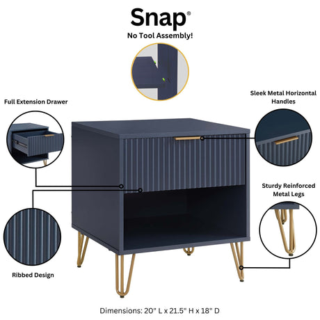 DUMBO 1.0 Nightstand in Midnight Blue - Ornate Home
